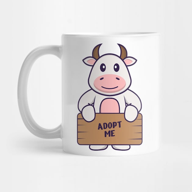 Cute cow holding a poster Adopt me by kolega